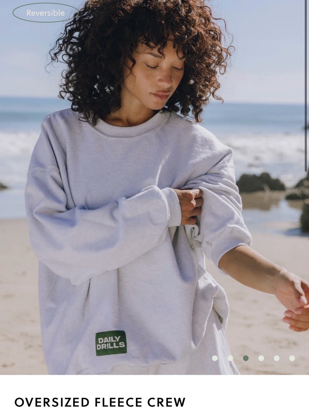 Daily Drills Reversible Oversized Crew Sweatshirt — Light Gray